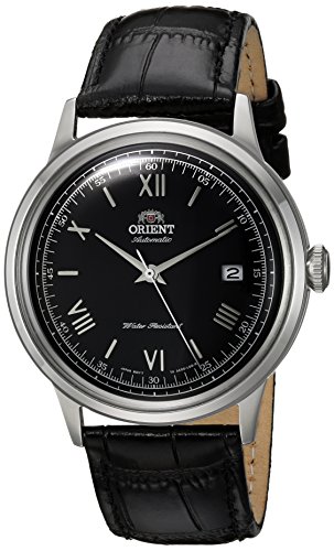【中古】【未使用・未開封品】Orient メンズ 「第2世代バンビーノ Ver.2」 日本製自動巻き ステンレススチール レザー ドレスウォッチ, ブラックダイヤル。, 自動巻き腕時計。