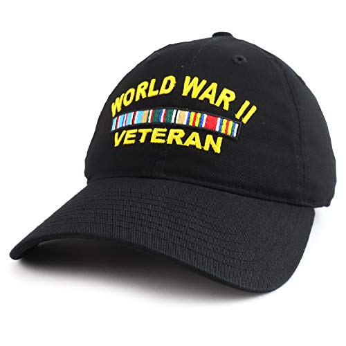 【中古】【未使用・未開封品】Rapid Dominance World WAR II 退役軍人 刺繍 控えめなソフトコットンベースボールキャップ US サイズ: One Size カラー: ブラック