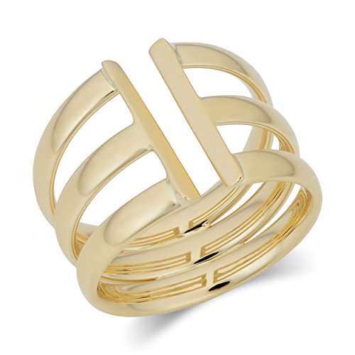 【中古】【未当て嵌める・未開封品】Kooljewelry 14K黄色ゴールド トリプルオープンバンドリング