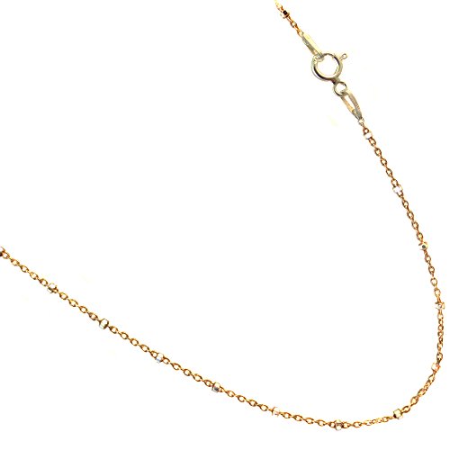 【中古】【未使用・未開封品】Vermeil、14?K rose-goldメッキoverスターリングシルバーRolo Styledチェーンwithシルバービーズネックレス。16?\