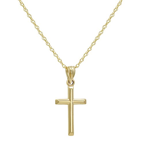 【中古】【未使用・未開封品】14K イエローゴールド プチ クロス ペンダント ネックレス 14K ゴールド チェーン (18インチまたは20インチ)