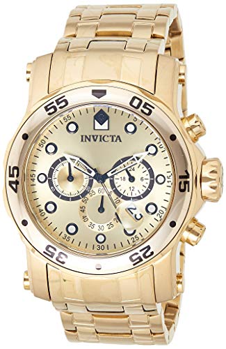 【中古】【未使用・未開封品】Invictaメンズ48?mm Pro Diver Scuba 18?K GPクロノグラフゴールドダイヤルステンレススチールWatch with Extra Starp &ケース｜AJIMURA-SHOP