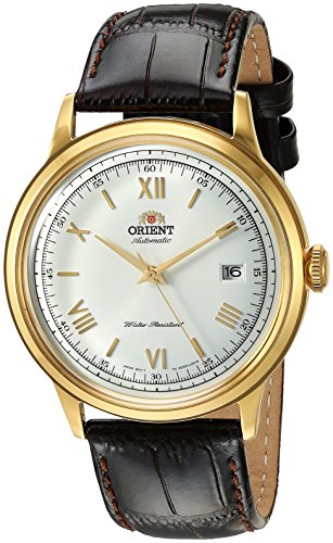 【中古】【未使用・未開封品】Orient メンズ '第2世代 バンビーノ Ver.2' 日本製自動巻き ステンレススチールとレザー ドレスウォッチ, ホワイトダイヤル(ゴールドトーンケー|AJIMURA-SHOP