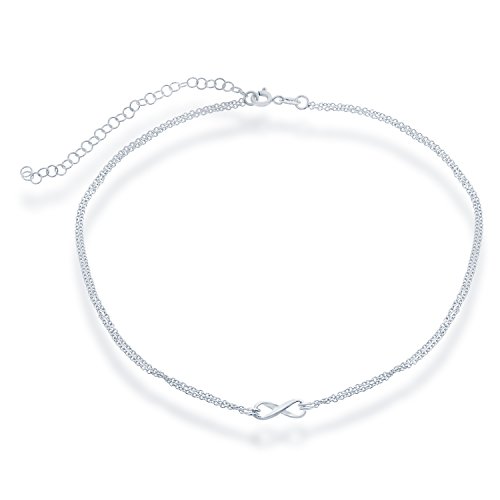 【中古】【未当てはめる・未開封品】Beaux Bijoux Sterling Silver 30珊 + 7.6珊 Italian Double-Strand Infinity Choker Necklace