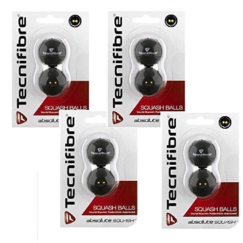 【中古】【未使用・未開封品】Tecnifibre Double Yellow Dot Squash Balls - 8 Pack