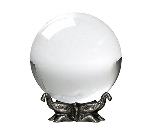 【中古】【未使用・未開封品】Amlong Crystal 8インチ (200mm) クリアクリスタルボール 象スタンド付き