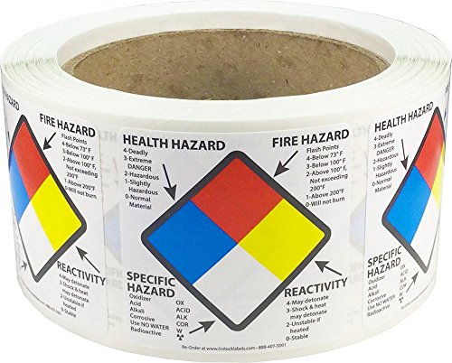 【中古】【未使用・未開封品】Right to Know Label 健康 火災反応性 特定危険性 2 x 2インチ 正方形 500枚 粘着ステッカー 13,007円