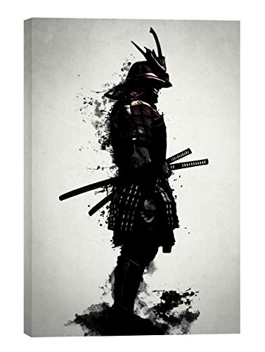 【中古】【未使用・未開封品】Epic Graffiti 「鎧を着た侍」 ニクラス・グスタフソン作 ジークレー キャンバス 壁掛け絵画 12\" x 18\" ブラック EPIC-CA121897