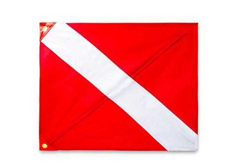 【中古】【未当て嵌める・未開封品】割り増し金特性Dive信号旗(20inx 24in) with Removable強化極点飾り気の無いに当て嵌めるDiver Down赤いことandホワイトボートフラグ(フロリダ州Legal)