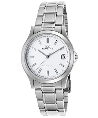 【中古】【未使用・未開封品】Glycine 3690-11-Sap-Mb メンズステンレススチールホワイトダイヤルウォッチ, ホワイト|AJIMURA-SHOP
