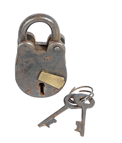 【中古】【未使用・未開封品】メタル真鍮ロック& keys- 2.75インチ高X 1.5インチ幅|AJIMURA-SHOP