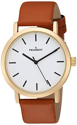 【中古】【未当て嵌める・未開封品】[プジョー] Peugeot ウオッチ Unisex Sleek Matte Gold Watch with Tan Leather Srap 2059G [並行輸入品]