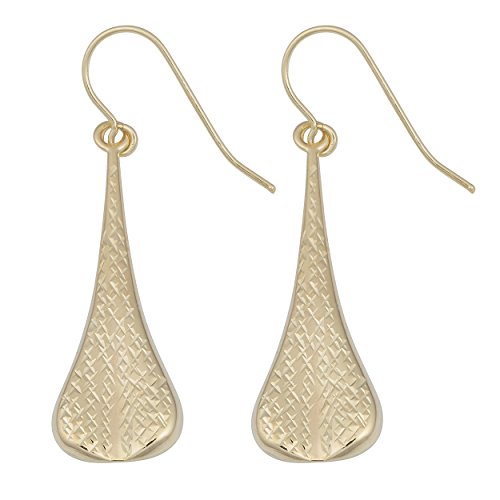 【中古】【未使用・未開封品】Kooljewelry 10Kイエローゴールド ダイヤモンドカット ティアドロップダングルイヤリング