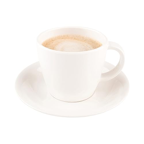 【中古】【未使用・未開封品】Voga 10オンス カプチーノカップ ソーサー付き 壊れにくいコーヒーカップ 10個セット ソーサー付き ラテ モカ お茶のサーブ 家庭 レストラン ホ