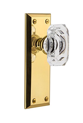 【中古】【未使用・未開封品】Grandeur 827826 Fifth Avenue プレートパッセージ バゲットクリスタルノブ付き 光沢真鍮製 2.375