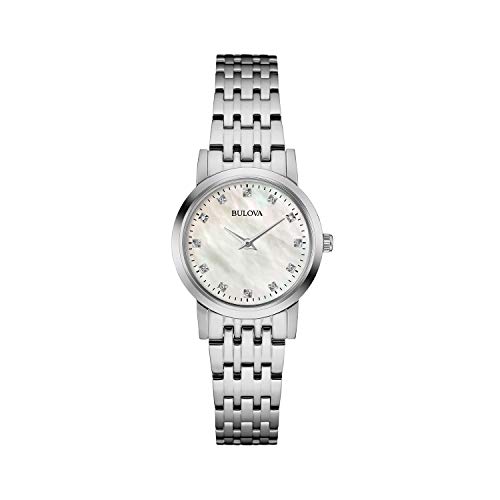 【中古】【未当て嵌める・未開封品】Bulova Women\u0027s Diamond Gallery 96P175 Silver Stainless-Steel Quartz Dress Watch