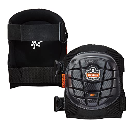 【中古】【未使用・未開封品】Ergodyne Proflex 357プロフェッショナル膝パッド、保護用ショートキャップ、軽量ジェルパッド入りテクノロジー、調節可能ストラップ、ブラック