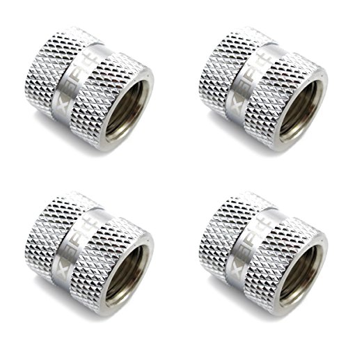 【中古】【未使用・未開封品】XSPC G1/4インチ 18mm メス-メス フィッティング V2、クローム 4個パック