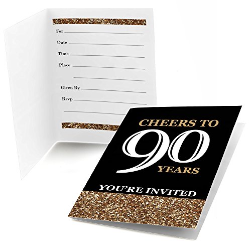 【中古】【未使用・未開封品】Adult 90th Birthday - Gold - Fill-In Birthday Party Invitations (8 count)