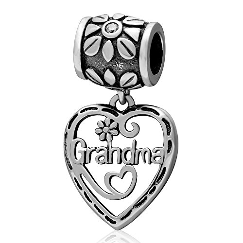 【中古】【未使用・未開封品】I Love Grandmaダングルチャーム中空ハートフラワービーズチャームフィットチャームブレスレット