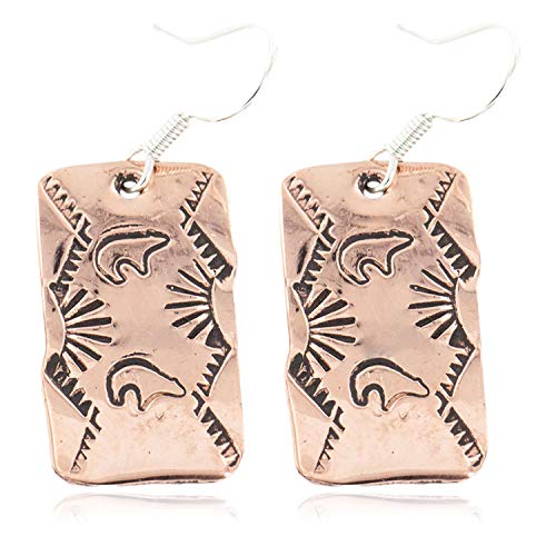 【中古】【未当て嵌める・未開封品】$ 90受け売りタグハンドメイドAuthentic Bear Navajo Made byロバート・Little Pure Copper Native Americanダングルイヤリング