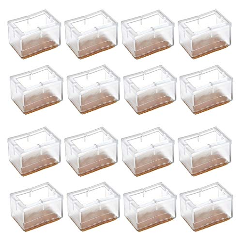 【中古】【未使用・未開封品】(Rectangle, Transparent) - Chair Leg Caps, WarmHut 16pcs Transparent Clear Silicone Table Furniture Leg Feet Tips Covers Wood Floor Pro