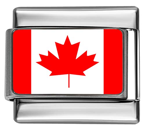 【中古】【未使用・未開封品】Canadaカナダ国旗フォトイタリアチャーム9?mm???1?x pc032?Singleリンクブレスレット