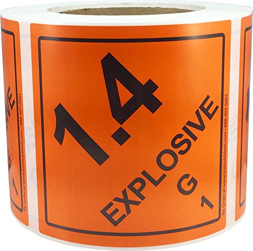 【中古】【未使用・未開封品】Hazard Class 1 D.O.T. Explosives 1.4G 危険物ラベル 4x4インチ 正方形 500枚 粘着ラベル
