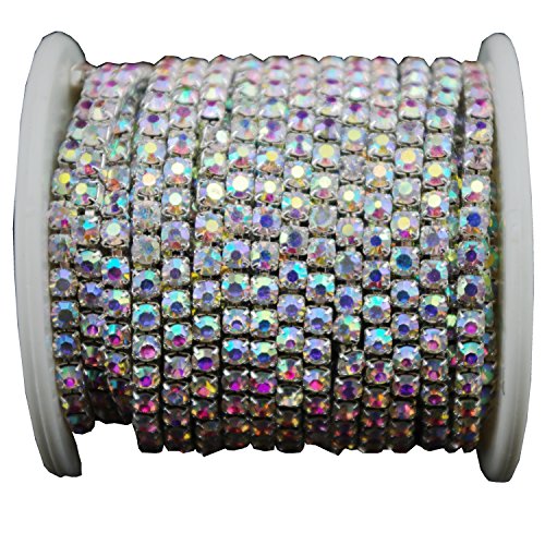 【中古】【未使用・未開封品】(4mm, silver) - 10 Yard Crystal AB Rhinestone Close Chain Clear Trim Sewing Craft (4mm, silver)