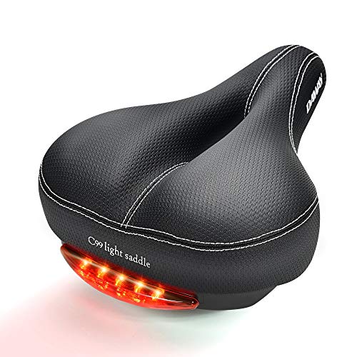 【中古】【未使用・未開封品】DAWAY 快適 メンズ レディース 自転車シート - C99 ソフト低反発素材 パッド入り ワイドレザー 自転車サドルクッション テールライト付き 防水