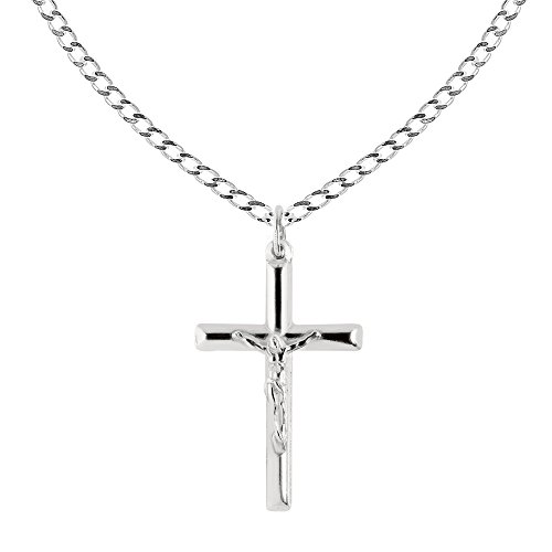 【中古】【未当てはめる・未開封品】スターリングしろがね色イタリア共和国Crucifixクロスペンダントネックレス( 18?, 20?, 24in)