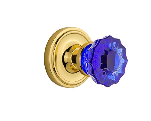 【中古】【未当て嵌める・未開封品】Nostalgic Warehouse 720157 古典派音楽なガラスドアノブ アンティークの金管楽器製 ロゼット パッサルヴィア 結晶 青緑色 PRIVACY 2.75 724105