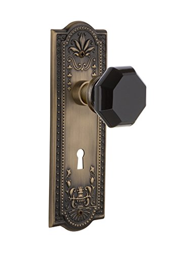 【中古】【未使用・未開封品】Nostalgic Warehouse 721669?Meadowsプレートwith Keyhole Passage Waldorfブラックドアノブ、アンティーク真鍮、Passage???2.375