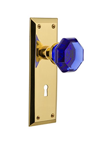 【中古】【未使用・未開封品】新しいYorkドアセットwith Keyhole and Colored Waldorfクリスタルガラスノブ Passage - 2.375 721900 1