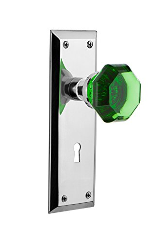 【中古】【未使用・未開封品】新しいYorkドアセットwith Keyhole and Colored Waldorfクリスタルガラスノブ Double Dummy 723947 1|AJIMURA-SHOP