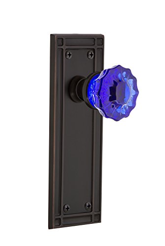 【中古】【未使用・未開封品】Nostalgic Warehouse 724690 ミッションプレート プライバシークリスタル コバルトガラス ドアノブ 流行に左右されないブロンズ製 2.375