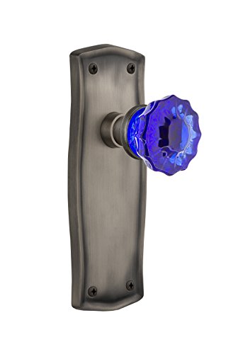 【中古】【未使用・未開封品】Nostalgic Warehouse 720927 Prairie Plate Passage Crystal Pink Glass Door Knob in Antique Pewter, 2.375