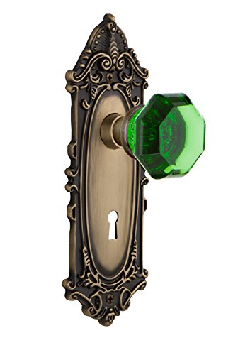 【中古】【未使用・未開封品】Nostalgic Warehouse 722068?Victorianプレートwith Keyhole Passage Waldorfエメラルドドアノブ、アンティーク真鍮、Passage???2.75