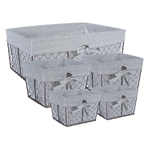 【中古】【未使用・未開封品】ホームTraditionsヴィンテージメタルChickenワイヤキッチンストレージ 5 Mixed Size Baskets w/Liners グレー COMINHKPR132581|AJIMURA-SHOP