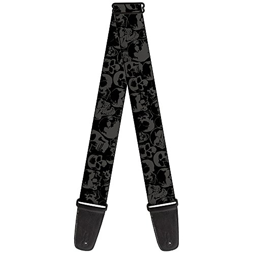 【中古】【未使用・未開封品】バックルダウンGS-W31933ギターストラップ - スカルパイルブラック/グレー - 2\