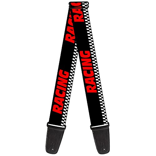 【中古】【未使用・未開封品】バックルダウンギターストラップ - チェッカー付きブラック/ホワイト/レッド - 2"ワイド - 29-54レングス|AJIMURA-SHOP