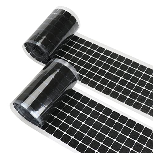 【中古】【未使用・未開封品】Hompie 両面テープ付きマジックテープ ナイロン製 剥がせるテープ 300pcs-square ブラック HE23B-300-SE