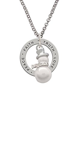 【中古】【未使用・未開封品】Silvertoneイミテーションパール雪だるま???Love Hope Faith Affirmationリングネックレス
