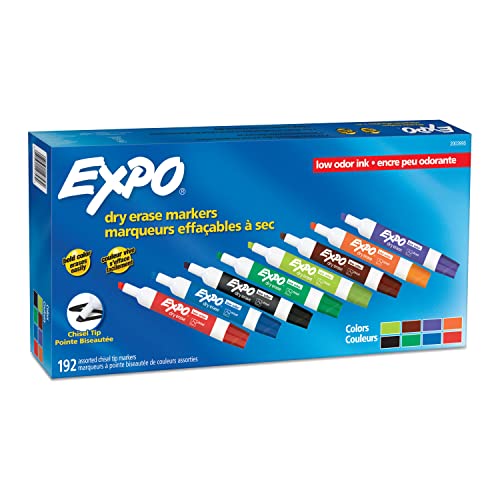 【中古】【未使用・未開封品】EXPO 低臭性ホワイトボードマーカー チゼルチップ アソートカラー 192本｜AJIMURA-SHOP