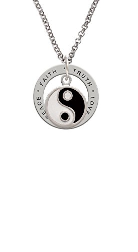【中古】【未使用・未開封品】シルバートーンエナメルYin and Yang???Love Hope Faith Affirmationリングネックレス
