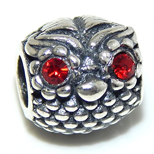 【中古】【未使用・未開封品】ソリッド925スターリングシルバー" Round Owl Face withレッドキュービックジルコニアEyes」チャームビーズパンドラチャームブレスレットにフィ|AJIMURA-SHOP