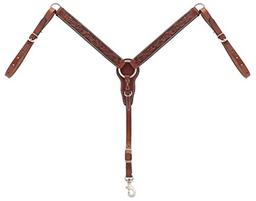 【中古】【未使用・未開封品】Turquoise Cross Floral Carved 2.5cm - 0.6cm Straight Pony Breast Collar, Chestnut｜AJIMURA-SHOP