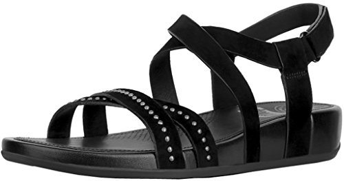 【中古】【未使用・未開封品】FitFlop レディース ルミー クリスクロス サンダル スタッド付き US サイズ: 9 カラー: ブラック