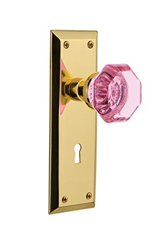 【中古】【未使用・未開封品】Nostalgic Warehouse 721869新しいYorkプレートwith Keyhole Passage Waldorfピンク真鍮、ドアノブ、Passage???2.75|AJIMURA-SHOP
