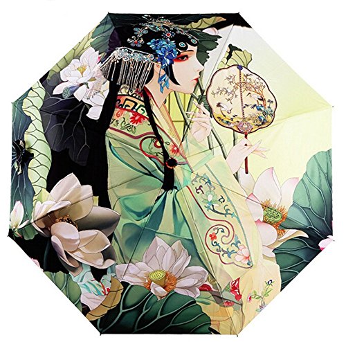 【中古】【未使用・未開封品】Estwell 旅行用コンパクトアート傘 折りたたみ式 防風 UV保護 日傘 女性用, クラシカルな女性。, One Size
